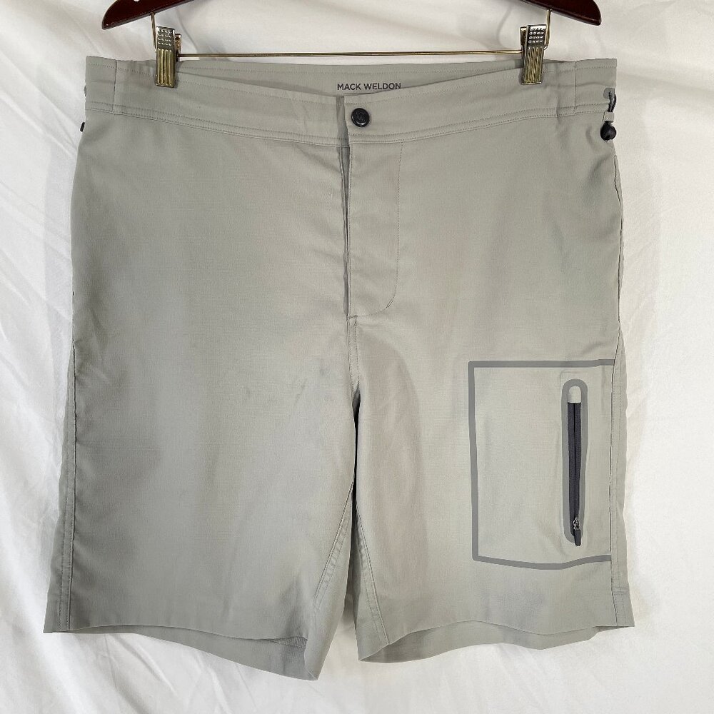 MACK WELDON Men's Performance Swim Board Shorts Gray Drawstring Size XL